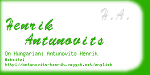 henrik antunovits business card